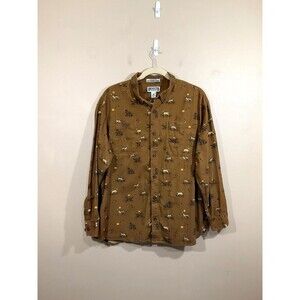 Duluth Trading Mens Hunting Dog Free Swingin Flannel Button Up Shirt 2XL Brown